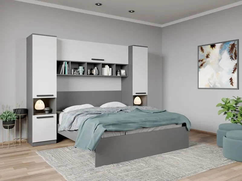 Set dormitor de Tineret Gri+Alb - Tudor - C2