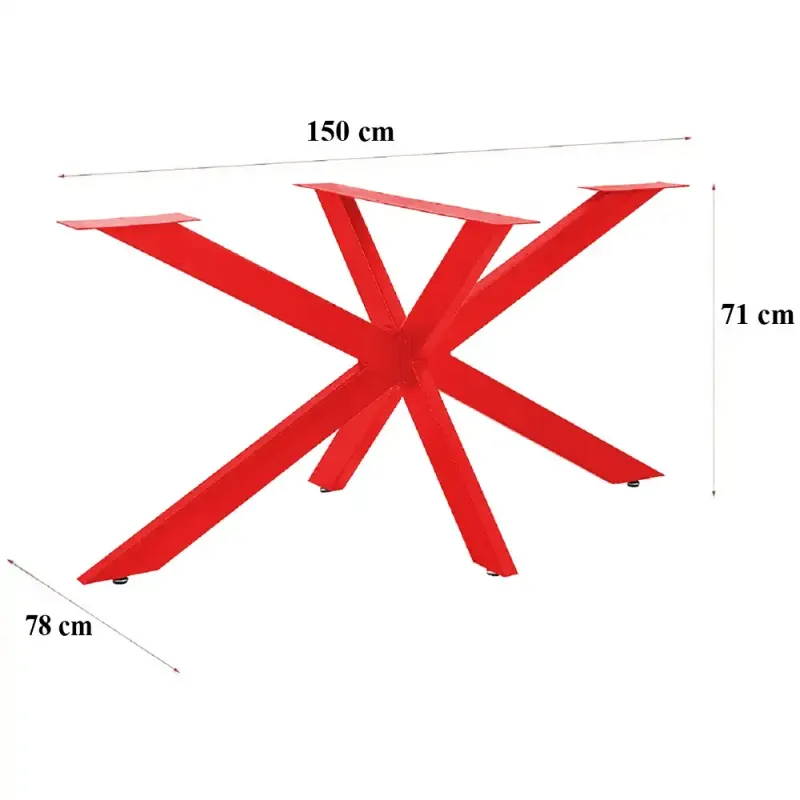 Picior special pentru masa metal culoare rosu 150x78x71 cm