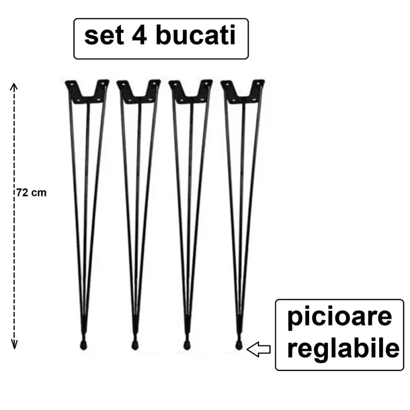 Set picioare masa metal, ,negru,w0057