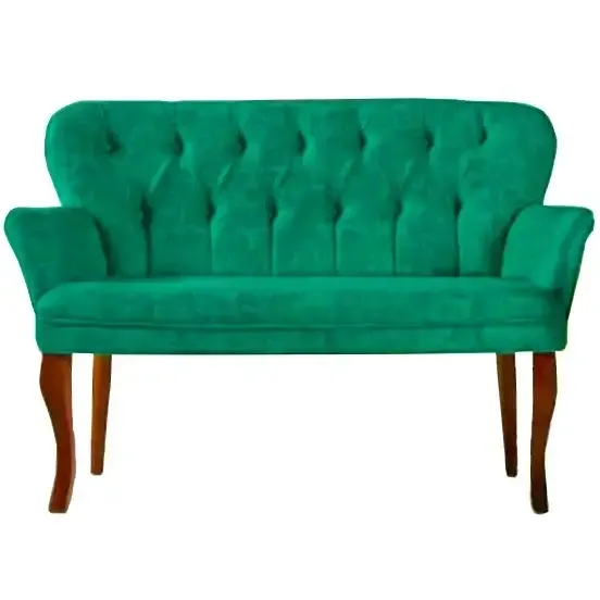Canapea 2 persoane verde catifelat textil cu picioare lemn