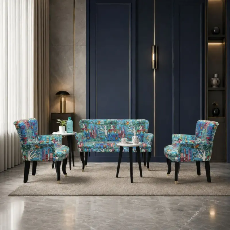 Set canapea cocktail Relax textil albastru