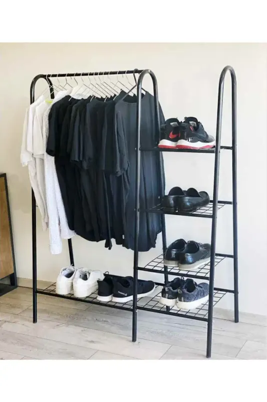 Stand suport umerase si pantofi, Garderob , metal, negru