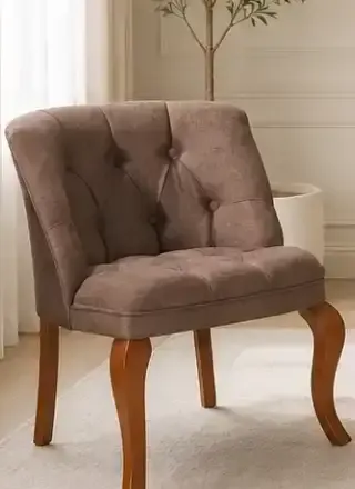 Fotoliu cu picioare din lemn Cafe, maro textil,