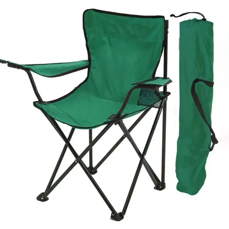 Scaun Pliabil cu Cotiere și Suport paharpentru camping sau pescuit culoare verde