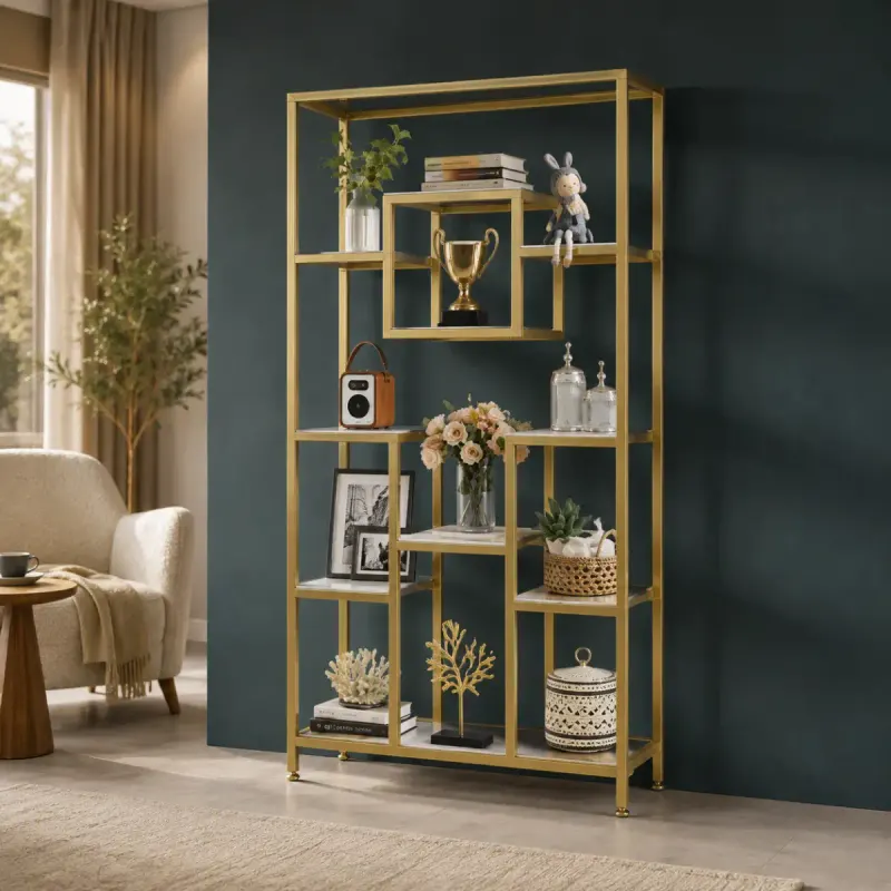 Biblioteca Dani din metal culoare auriu 182 cm