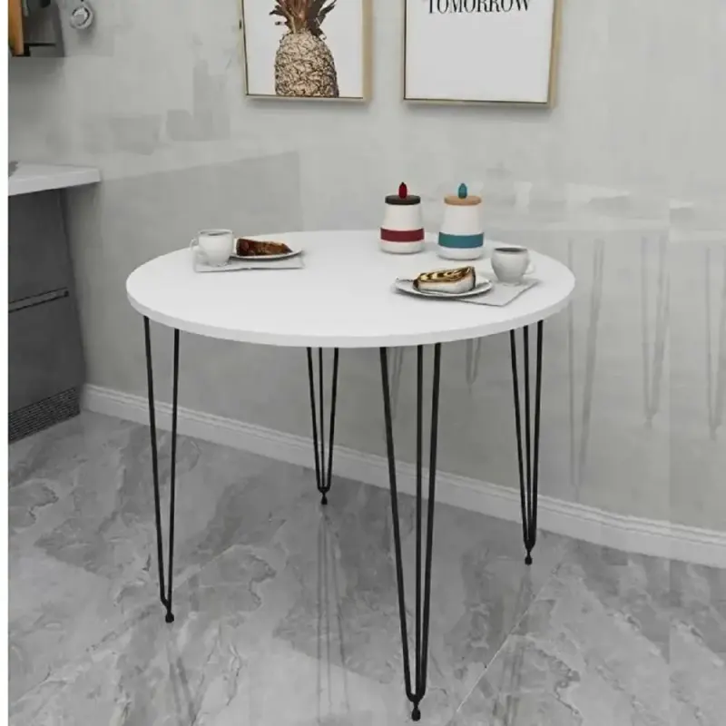 Masa bucatarie rotund texturata, alb, 70x70x75 cm, A0047