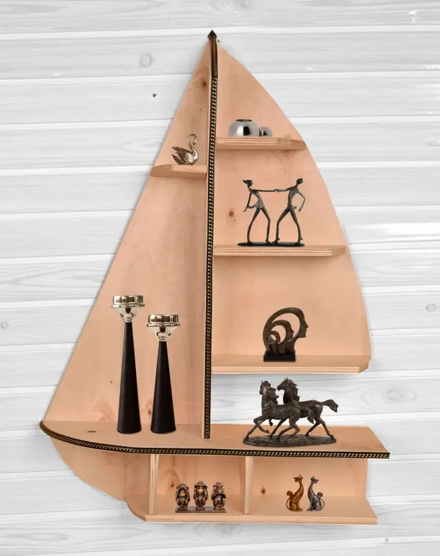 Resigilat:Raft de perete Sailor 72 X 52 X 18, lemn stratificat natur
