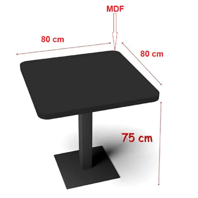 Masa din MDF, patrat texturata, , negru marmorat, 80 x 80 x 75 cm, A0111