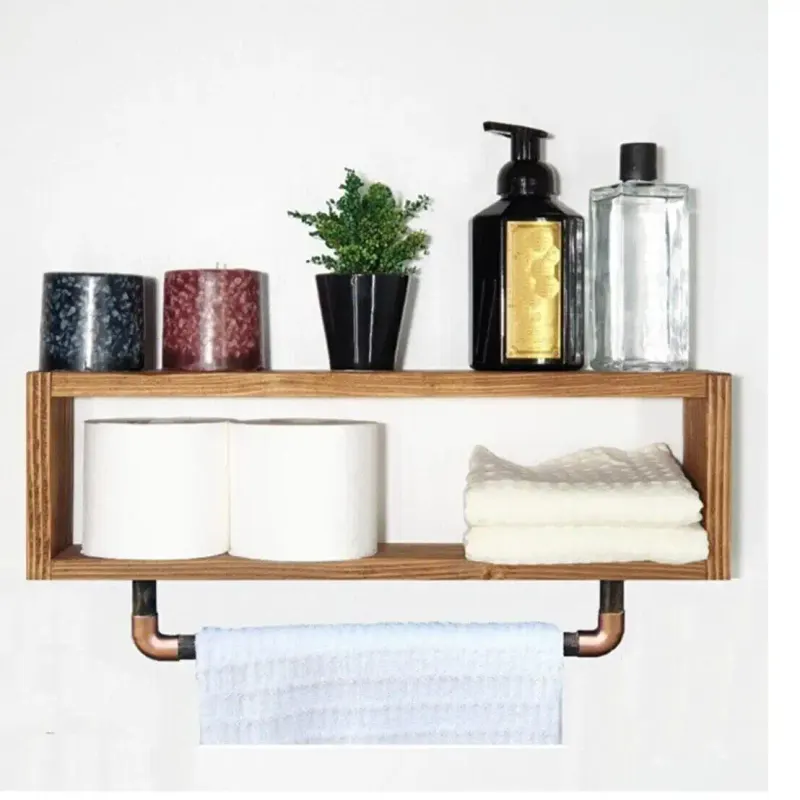 Suport prosop din lemn-metal Industrial ,seria wood 48x10 x 25 cm,700165