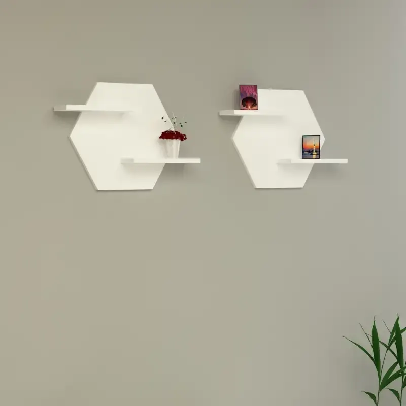 Set 2 etajere Selin , 40 x 40 x 12 cm, alb