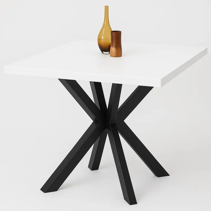 Masa de bucatarie din MDF alb, patrat, texturata, 80x80X75 cm