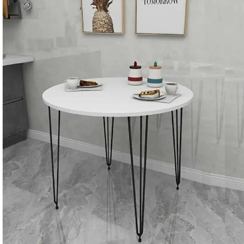 Masa bucatarie rotund texturata, alb, 70x70x75 cm, A0047
