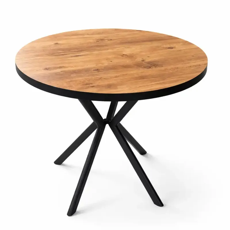 Masa de bucatarie rotunda din MDF, nuc-negru, 80x80x75 cm