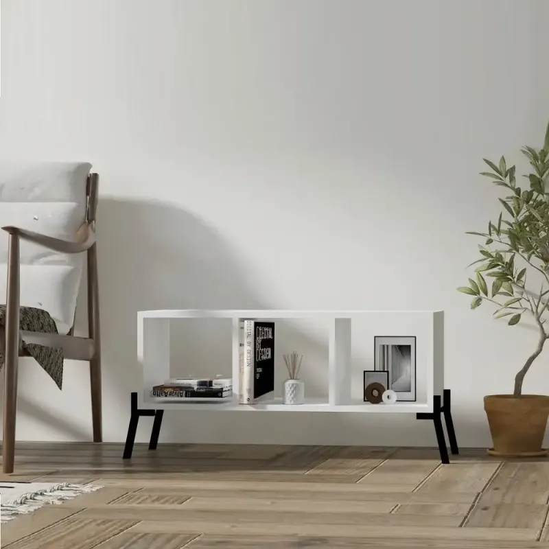 Comoda tv si biblioteca Gordon culoare alb 101 cm