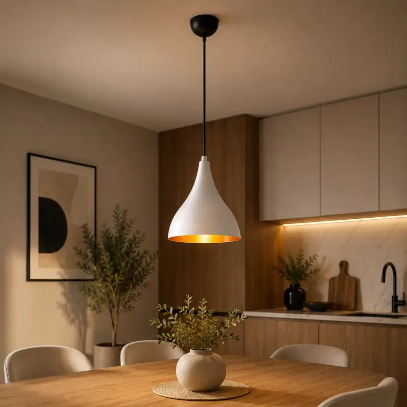 Pendul cu un glob alb-auriu ro11372