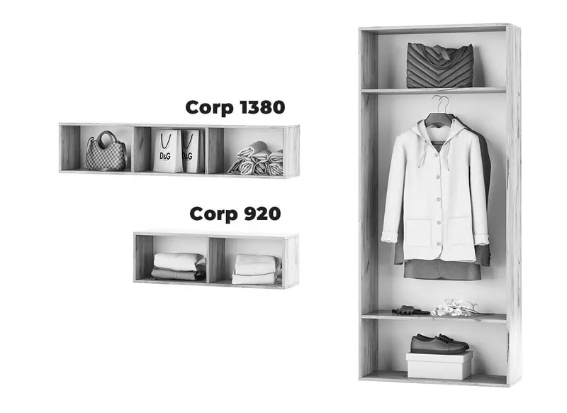 Living Pati 191 - Mobila Sufragerie Gri Antracit + Alb