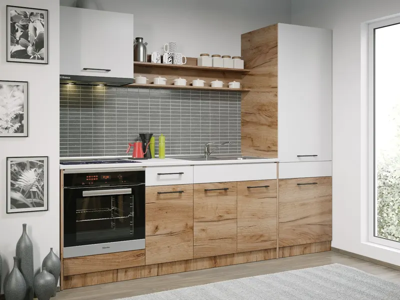 Set Mobila Bucatarie Gastro 240 Alb/Stejar - C23 — imaginea 3