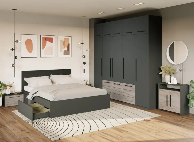 Dulap Inalt 2.5m Gri Noce — imaginea 3