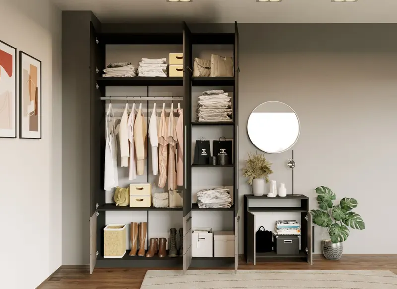 Dulap Inalt 1.51m Gri Noce — imaginea 2