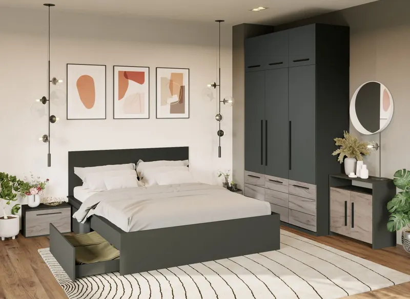 Dulap Inalt 1.51m Gri Noce — imaginea 3