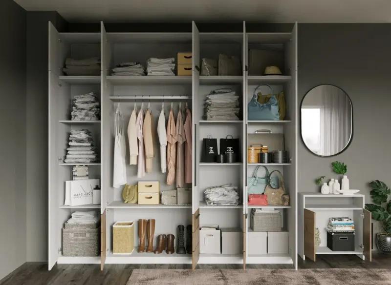 Dulap Inalt 2.5m Alb / Stejar Timea — imaginea 2