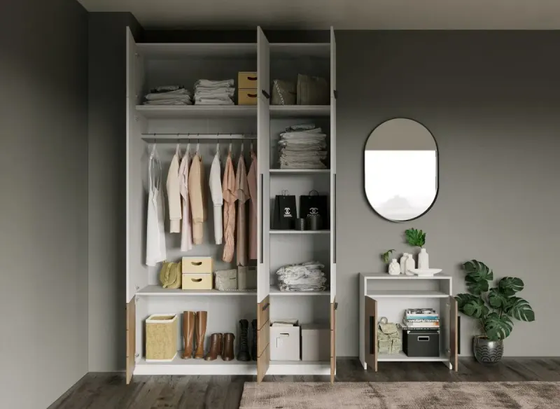 Dulap Inalt 1.51m Alb / Stejar Timea — imaginea 2