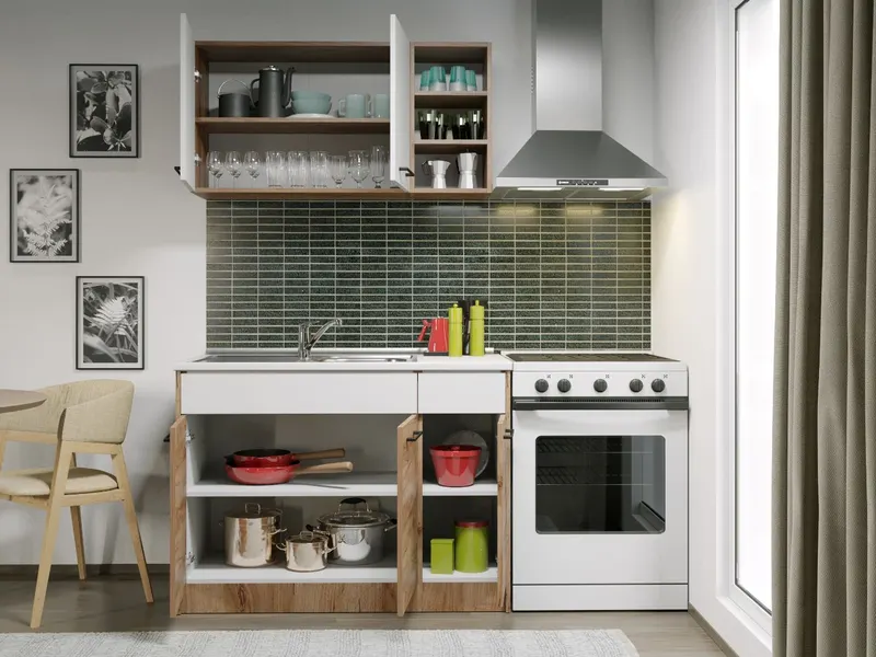 Set Mobila Bucatarie Gastro 110 Alb/Stejar - C17 — imaginea 2