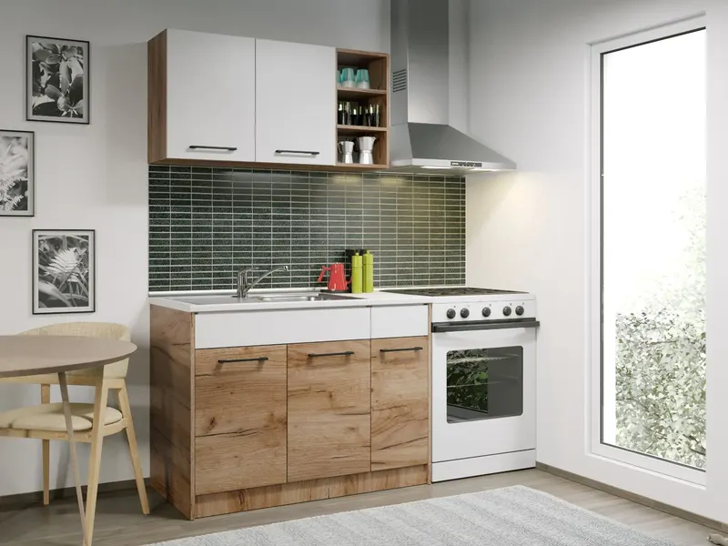 Set Mobila Bucatarie Gastro 110 Alb/Stejar - C17 — imaginea 3