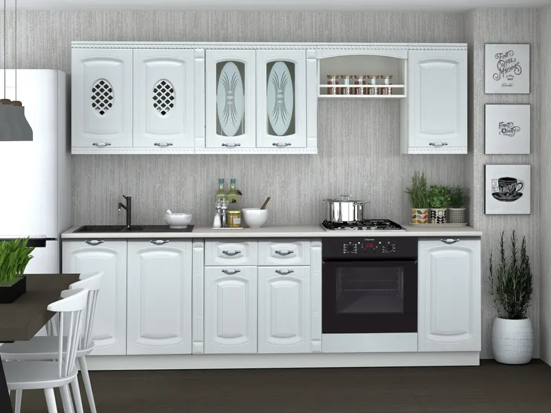Bucatarie Katy MDF, 260 cm, Alb