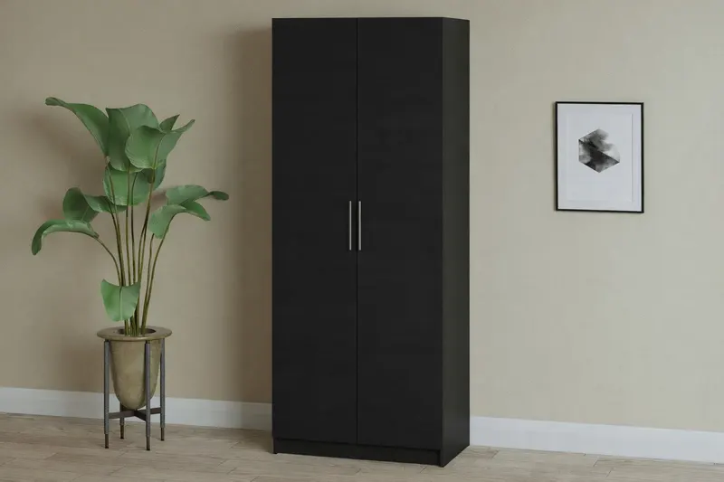 Dulap Iris 2 usi cu despartitor, 80 cm, Lemn negru