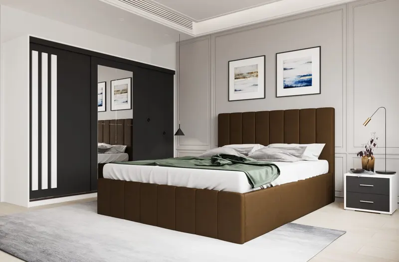 Set dormitor Prado Maro cu dulap Paris Alb/Gri