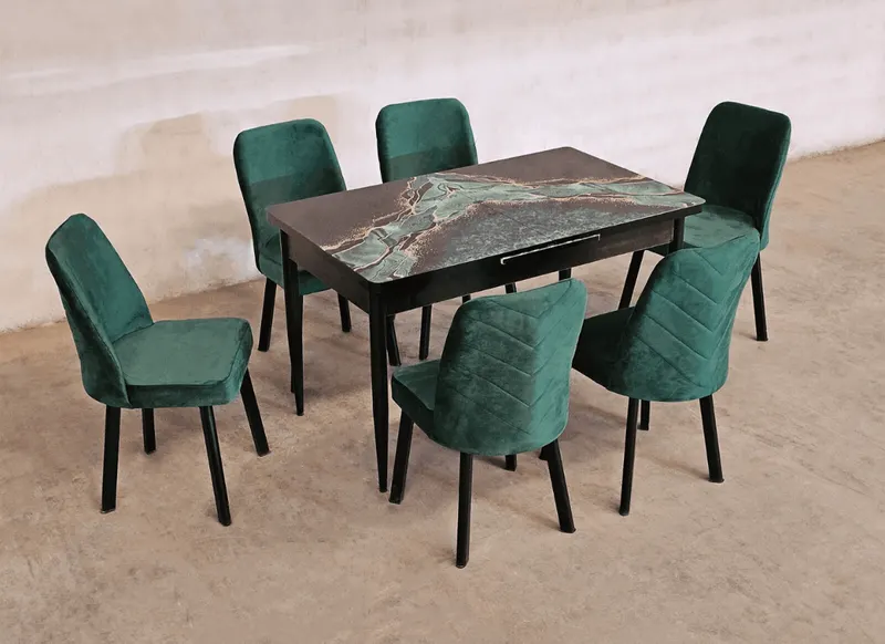 Set masa Oreo Verde cu 6 scaune Verde