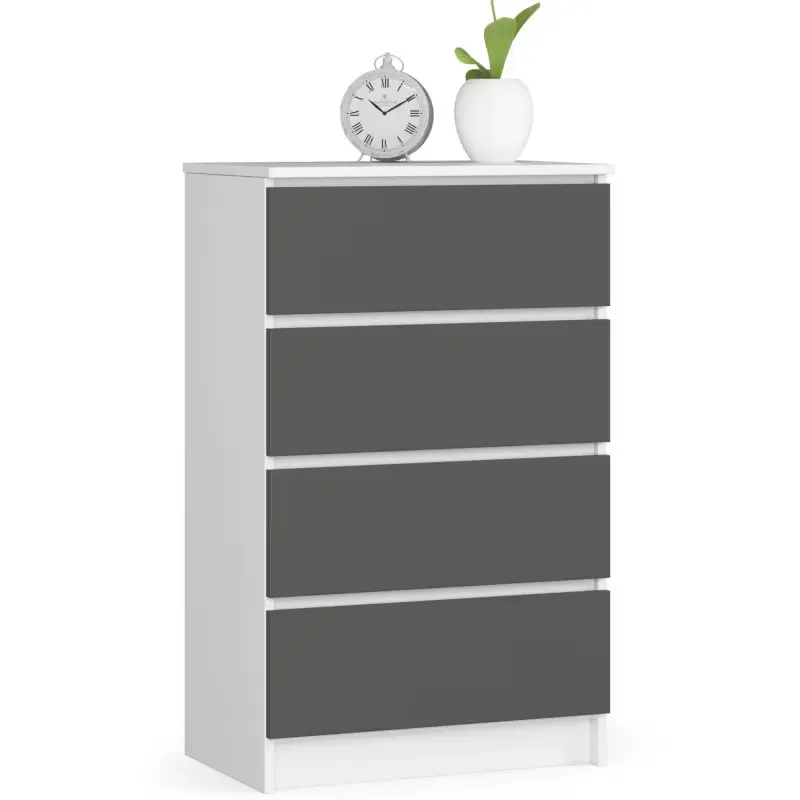 Comoda Origo cu 4 sertare, Alb/Gri grafit