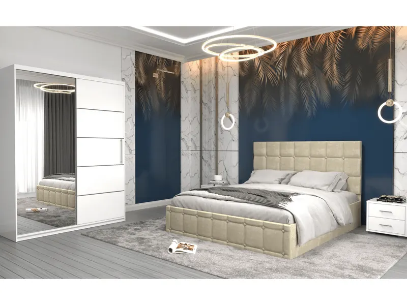 Set dormitor Royal, Alb/Bej
