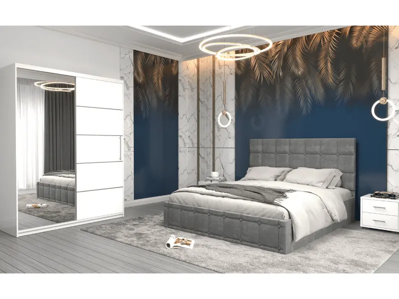 Set dormitor Royal, Alb/Gri