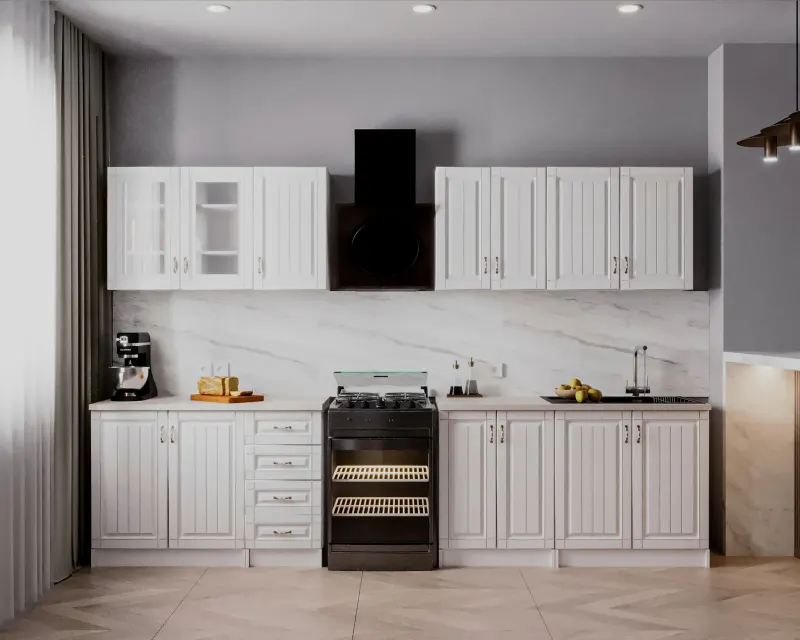 Bucatarie Prado MDF, 260 cm, Alb