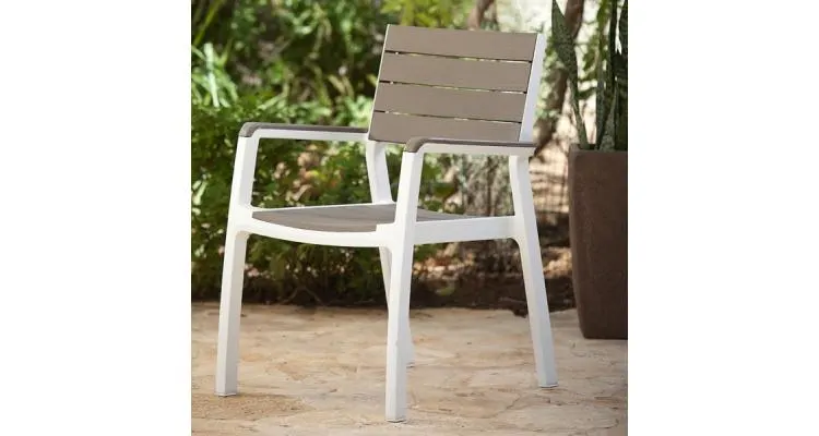 Scaun de terasa cu cotiere - Harmony Alb Maro- cappuccino — imaginea 2