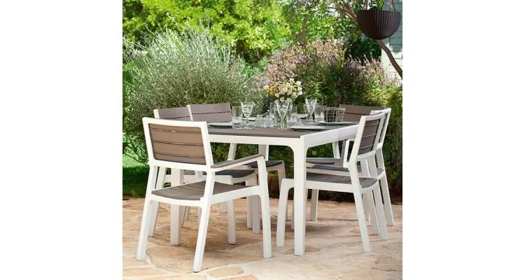 Scaun de terasa cu cotiere - Harmony Alb Maro- cappuccino — imaginea 3