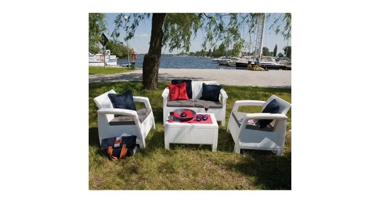 Set mobilier de gradina Corfu alb-gri — imaginea 3