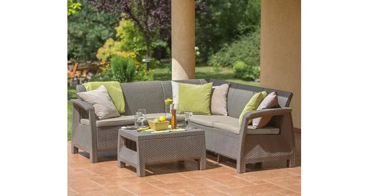 Set mobilier de gradina cu coltar - Corfu II Relax Capuccino Gri-nisipiu — imaginea 2