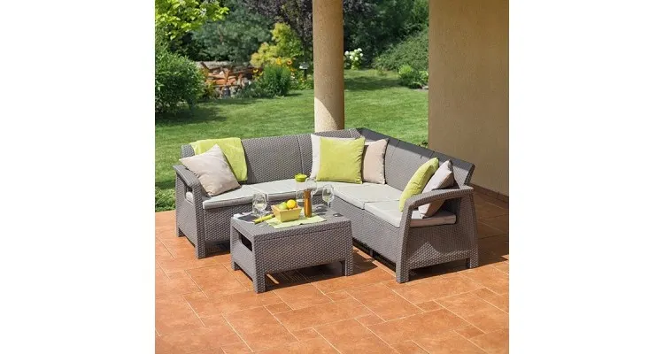 Set mobilier de gradina cu coltar - Corfu II Relax Capuccino Gri-nisipiu — imaginea 3