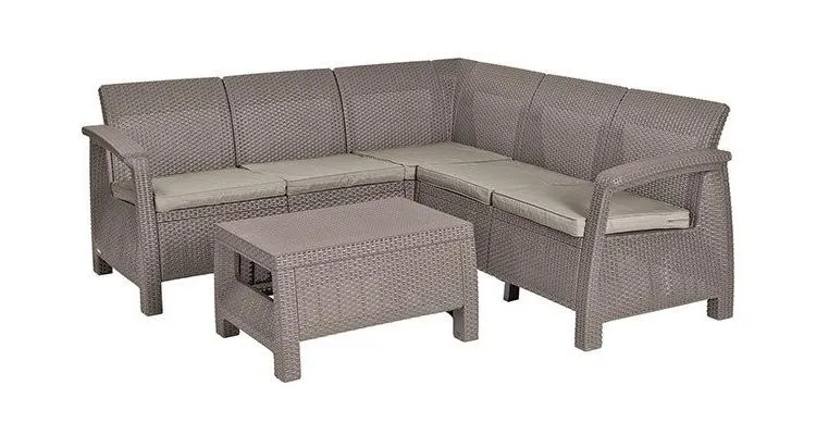 Set mobilier de gradina cu coltar - Corfu II Relax Capuccino Gri-nisipiu — imaginea 5
