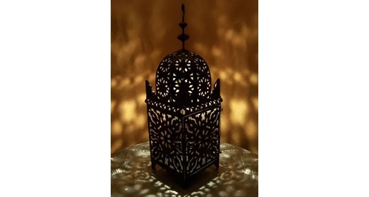 Lampa metalica marocana lucrata manual, 30cm inaltime — imaginea 2