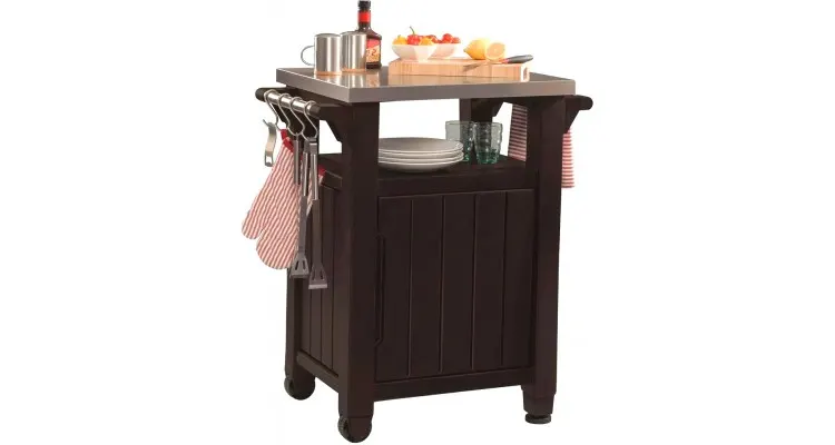 Masa cu spatiu depozitare si blat de lucru Inox pentru gratar Unity Storage Buffet, Keter
