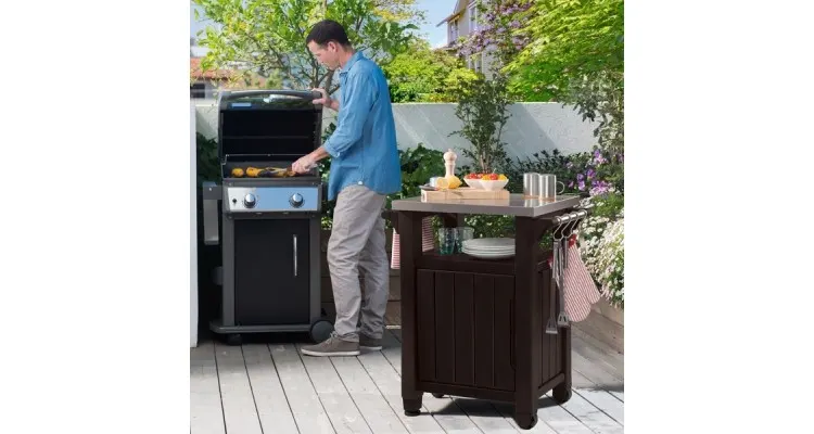 Masa cu spatiu depozitare si blat de lucru Inox pentru gratar Unity Storage Buffet, Keter — imaginea 2