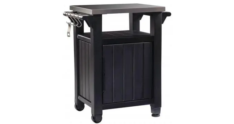 Masa cu spatiu depozitare si blat de lucru Inox pentru gratar Unity Storage Buffet, Keter — imaginea 3
