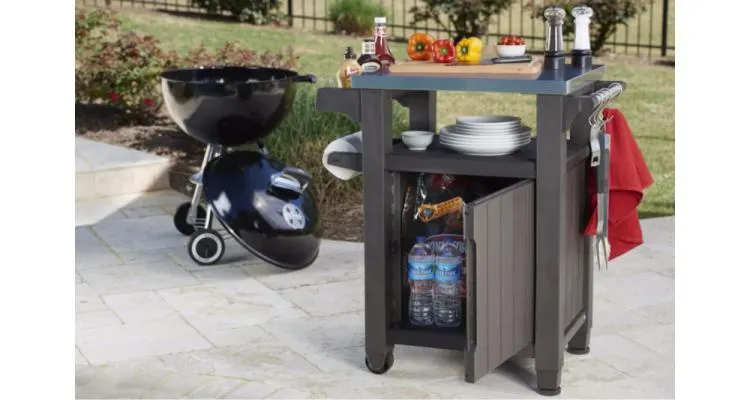 Masa cu spatiu depozitare si blat de lucru Inox pentru gratar Unity Storage Buffet, Keter — imaginea 4