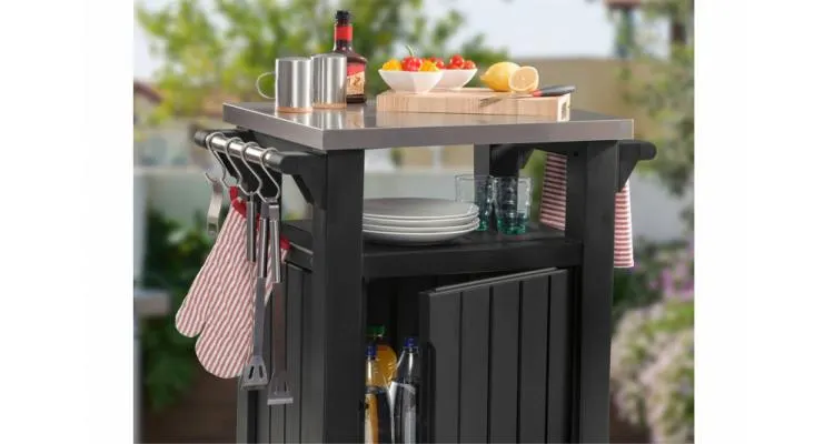 Masa cu spatiu depozitare si blat de lucru Inox pentru gratar Unity Storage Buffet, Keter — imaginea 5