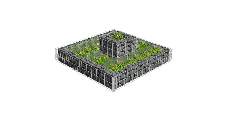 Jardiniera gabion cu 2 niveluri