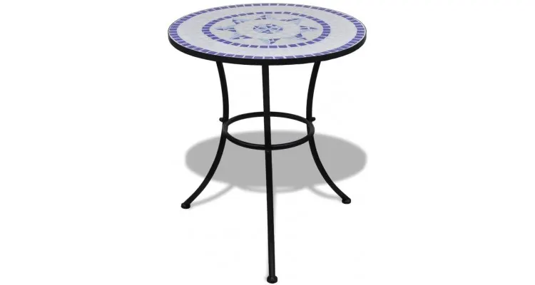 Masa bistro mozaic 60 cm, 2 scaune, albastru / alb — imaginea 2
